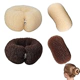 ZAHD 4 Stück Haardonut Haarkissen Hochsteckfrisur Haarkissen Donut Hair Bun Maker Set Schwamm Haar Former Kamm Flauschiges Insert Frisurenhilfe Zubehör für Mädchen Damen DIY-Styling Zubehör（2 Farben）