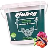 HUBEY Bat-Guano Fledermausdünger - Wertvoller Dünger für Obst, Gemüse u. Pflanzen - 100% Fledermaus-Guano, Naturdünger (1 kg)