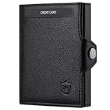 VON HEESEN Slim Wallet mit XL Münzfach & RFID-Schutz - Mini Geldbörse Herren & Damen - Kartenetui Geldklammer Kreditkartenetui - Portmonee Geldbeutel Portemonnaie klein (Schwarz)