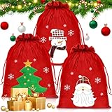 MULEVIP Weihnachtsmann Sack 3 Stück Weihnachtssack Geschenksack Weihnachten,Rot Nikolaussack Geschenktüten,Nikolaus Sack,Weihnachtsmann Geschenkesack für Weihnachtsdekoration- drei Muster (50 * 70cm)