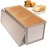 Brotbackform mit Deckel 1000g Teig Toastbrot Backform 35x14x12cm Kastenform Brot Backen Toastbrotform Aluminium Stahl Toast Form Antihaft Backform Toast mit Belüftungslöchern für Gebäck Laibe Kuchen