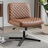 Fantasylab Bürostuhl Ohne Armlehnen, Home Office Mit Räder, Heavy Duty Metallbasis, 120° Schaukelnder Breiter Sitz Ergonomisch, Dicken Gepolsterte Dreh Eitelkeit Für Heim Und Büro