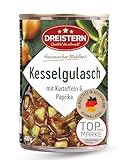 DREISTERN Kesselgulasch 400g I Mit Kartoffeln & Paprika I Herzhaftes Fertiggericht in recyclebarer Konservendose I Lange Haltbarkeit dank natürlicher Konservierung I Hausmacher Qualität