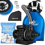 KESSER® Sandfilter Sandfilteranlage + 700g Filterbälle ersetzen 25kg Filtersand- Poolfilter 10 m³/h Filteranlage Filterkessel für Pool Schwimmbecken 4-Wege Ventil, einfache Steuerung, Blau