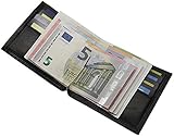 myledershop Echt Leder Dollarclip Geldbörse/Geldbeutel/Portemonnaie/Portmonaise/Geldtasche/Portmonee mit Geldklammer in Vegetabil Gegerbtem Rinderleder MJ-Design-Germany in Schwarz