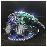 LI-MING-Y-MZ, Damen Fashion Soft Hut Steampunk für Herren, grüner Polizeihut mit Metallklassen Performance Militär Hut Guard Hut Erwachsene Hut Fascinator Captain Hat, Baumwolle, grün, 61