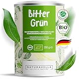 NATURAVELLA BitterGrün – Bio Bitterstoffe 7 Kräuter-Pulver I 250g | Hochwertige Bitterkräuter nach Hildegard von Bingen & Bertrand Heidelberger | Vegan, laborgeprüft | Verdauung, Leber & Stoffwechsel