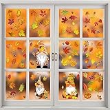 6 Stück Erntedankfest Fensteraufkleber, Herbst Blätter Fensterbilder, Ahornblätter Fenster Aufkleber, Statisch Fenster Aufkleber Sticker Thanksgiving Herbstdeko, für Kinderzimmer (6)