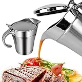 Edelstahl Thermo Sauciere - Soßenkanne mit Klappdeckel 500ml, Soßenschüssel, Doppelt Isoliert Silberner Saucenkrug, Thermosoße Topf, Saucenbecher für Vanillesoße Soße Sahne Mayonnaise Milch