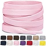 Miscly Schnürsenkel Flach - Gewachst Reißfest für Steifel und Lederschuhe – 100% Baumwolle - Ø 6mm (114 cm, Rosa)