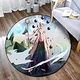 UqaBs Cartoon Runder Teppich Anime Cartoon Demon Slayer Teppich 3D-Druck Superweicher Rutschfester Teppich Kinderzimmer Film Fußmatten Wohnzimmerdekoration