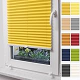 Plissee Faltrollo ohne Bohren mit Klemmträger, Rollo für Fenster ohne Bohren, Plisseerollo innen, Fensterrollo Sonnenschutz (Höhe von 50 cm bis 149 cm)