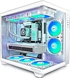 MUSETEX PC Gehäuse ATX,5 PWM ARGB Lüfter vorinstalliert,360MM Rad Unterstützung,Type-C Gaming PC Gehäuse,270° Full View Tempered Glass Mid Tower PC-Gehäuse,Reinweißes ATX Gehäuse,Y6