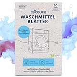 oecolife Waschmittel Blätter ohne Duft, 60 Waschladungen, Vollwaschmittel, Waschmittelstreifen für Weiß- und Buntwäsche, wasserlöslich, biologisch abbaubar, nachhaltig, Waschstreifen, Waschblätter