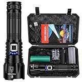 Fanesen Taschenlampe LED Aufladbar, 30000 Lumen Extrem Hell Zoombar Taktische Taschenlampen USB Aufladbar, XHP70.2 Flashlight 5 Lichtmodi und IP67 Wasserdicht für Camping, Wandern, Notfall