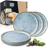 Moritz & Moritz TERRA Dessertteller 6-tlg Set - Ø 20,5 cm - in strahlendem Azurblau aus hochwertigem Porzellan - kleine Teller Set als Kuchenteller oder Frühstücksteller