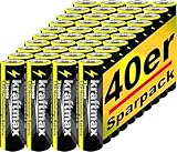 Kraftmax 40er Pack AA Batterien – Mignon Alkaline Batterien 1,5 V – Hochleistungs-Longlife Energie – Ideal für Fernbedienungen, Spielzeug, Haushaltsgeräte, Elektrogeräte