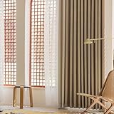 Tolldek Ösenvorhang Verdunkelung 2 Stück, Hell Kaffee Milchweiß Gardinen Wohnzimmer Patchwork Zweifarbig, Chenille Ösen Wohnzimmer Vorhang, B 86 x H 138cm
