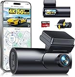 GKU 4K Dashcam Auto Vorne Hinten, 5GHz WiFi GPS, Dual Dash Cam, 1.5” IPS Mini Auto Kamera mit 64GB SD Karte, Parküberwachung, Super Nachtsicht, WDR, 170° Weitwinkel, G-Sensor, APP Steuerung, Max 256GB
