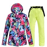 GBZIJIE Schneeanzug Winter Warme Frauen Schneeanzug Sets Outdoor Sport Tragen Snowboard Kleidung Winddicht wasserdichte Winter Kostüm Skijacken + Gürtelhosen(010,M)