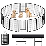 Yaheetech Welpenlaufstall 16-teilig 100cm hoch, Welpenauslauf mit Einteilige Verriegelung, Hundelaufstall mit Tragetasche & Befestigungsgurte, ideal für Hunde Wohnung & Garten, Einfache Montage