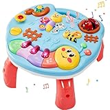 LINFUN KIDS Baby Spielzeug 1 Jahre, Aktivität Tisch Baby mit Klavier, Licht Musikspielzeug, Musik, Tiere, Spieltisch Baby, Kinderspielzeug Lernspielzeug Geschenke für 18+ Monate Junge Mädchen Kinder