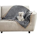 Lesure wasserdichte Hundedecke Grosse Hunde - 100x80cm Outdoor Hundedecke waschbar, Hundedecke Sofaschutz aus Sherpa Fleece, Katzendecke flauschig und weich, Grau