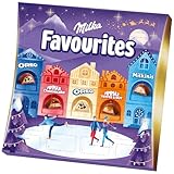Milka Favourites Adventskalender mit Pralinen in fünf Sorten – Alpenmilch, Oreo, Nuss, Kakaocrème & weiße Schokolade – 206g