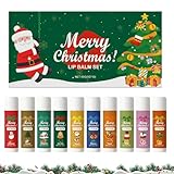 Lippenbalsam Weihnachten Set,10 Stück Weihnachts Lippenbalsame Frohe Weihnachten Lippenpflegestift Lipgloss Lip Balm Lip Hydratation Lippenpflege Weihnachtsstrumpffüller