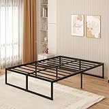 Yicensen Metallbett 160x200 cm - 46 cm Hoch, Großer Stauraum unter dem Bett, Doppelbettgestell aus Metall mit Stahllattenstütze, Einfache Montage, Geräuschlos, Kein Boxspringbett, Schwarz