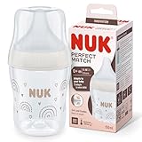 NUK Perfect Match Babyflasche | Ab 3 Monate | Passt sich dem Baby an | Temperature Control | Anti-Colic | 260 ml | BPA-frei | Silikontrinksauger, Medium | Regenbogen