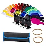 Farbfilter Set, STCRERAG 20 Pcs Kamera Farbfilter 2 Stück Gummiband und Tasche Kunststoff Farbfolie 20 Farben Farbfolien Gel Transparente Farbige Folie 15 * 6cm Scheinwerfer Folie für Led Lampe