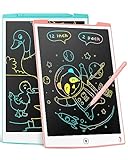 [2 Pack] LCD Schreibtafel 12 Zoll, Genialba Buntes LCD Schreibtablett, LCD Writing Tablet, Elektronischer Tablette, Grafiktablett für Kinderspiele 2 3 4 5 6 7 Jahre Jungen Mädchen (2 Einzelpackungen)