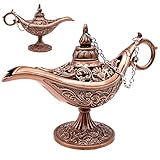 INHEMING Genie Lampe Aladdin ,Mini Aladdin Wunderlampe,Magische Lampe, Metall Geschnitzte Dekoration Genie Öllampe,Klassische Dekoartikel Genielampe,Zinklegierung - 11.5 x 4 x 7.5 cm