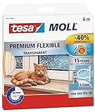 tesamoll Silicona PREMIUM FLEXIBLE - Tira de Silicona Adhesiva para Sellar Brechas de Ventanas y Puertas - Transparente - 6 m x 8 mm x 7 mm