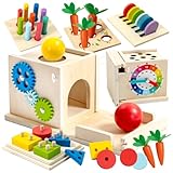 Nene Toys 7-in-1 FSC® Holz-Motorikwürfel – Montessori Spielzeug ab 1 Jahr - Baby Motorik- & Lernspielzeug - Farben Lernen & Formen stecken - Holzspielzeug Geschenk für Jungen & Mädchen 1–3 Jahre