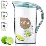 Berglander Karaffe, Kühlschranktür Wasserkrug mit 2,1-Liter-Deckel, durchsichtige Fiberglaskaraffe, perfekt für die Zubereitung von Tee, Saft und kalten Getränken, BPA-frei