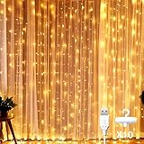 Kimuwote Lichtervorhang 2.35x2.35m, Llichterketten Vorhang Innen 200 LEDs Lichterkette Vorhang für Valentinstag, Ramadan, Hochzeit, Weihnachten