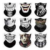 CHIC DIARY 9 Stück Funktionstücher Totenkopf Gesichtsmaske Atmungsaktiv Gesichtstuch Motorrad Maske Sturmmaske Halstuch Bandana