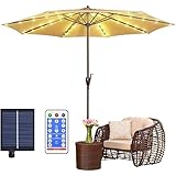 104 LEDs Solar Sonnenschirm Beleuchtung mit Fernbedienung, 8 Modi Solar LED Sonnenschirm Lichter, IP67 Wasserdichte Umbrella Lights Ideal für Außen und Innen Dekoration