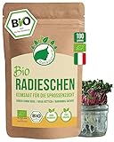 Bio Radieschen Sprossen Samen 180g | Keimfähige Radieschensamen zur Sprossenzucht | Radies Rambo Rosa Rettich Keimsprossen fürs Sprossenglas