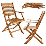 Casaria 2er Set Gartenstuhl Sydney FSC®-zertifiziertes Akazienholz klappbar Klappstuhl Hochlehner Garten Klappsessel