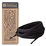 THE ORIGINAL STRETCHLACE Elastische Schnürsenkel, bekannt aus Shark Tank. Flache Stretch-Schnürsenkel, Schwarz, 63' Inches (160 cm)