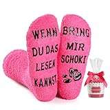 BISOUSOX Bunte Socken Damen Baumwolle Lustige Socken Damen Geschenk für Frauen Strümpfe WENN DU DAS LESEN KANNST BRING MIR SCHOKI Komfortabel Stoppersocken Geburtstagsgeschenk