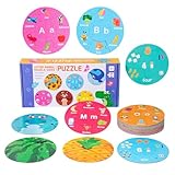 Qumiuu Zahlenpuzzle,Buchstaben Zahlen Lernspiel - Beidseitig Spielzeug Mit Zählen Vorschule Lernspiele Für Kinder Kleinkinder