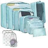 Kofferorganizer Set 10 Pcs Packing Cubes Set, Kofferorganizer Packtaschen Set Leichtgewicht Kleidertaschen-Set Für Rucksack Und Koffer, 10 Sizes Packwürfel Für Koffer