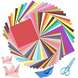 200 Blatt Origami Papier, 20 x 20cm und 15 x 15cm Faltpapier Doppelseitig Buntes Papier Bastelpapier Set mit Schere für DIY Origamipapier Basteln(20 Farben)