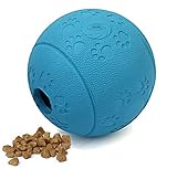 Voyage Hundespielzeug Ball Naturkautschuk | Robuster Natur-Gummi Hundeball, ø 7cm mit Dental-Zahnpflege-Funktion mit Noppen und Loch für Leckerli. (Snackball-Blau-8cm) 1