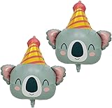 Tierkopf Folienballon, 2pcs Koala Luftballons, Folienballon Tiere, Koala Kopf Folienballons, Folienballons Waldtiere, Koalas Deko Geburtstag Ballon, für Junge Mädchen Geburtstag Deko