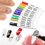 Nail Art 3D Lackstift Zeichnung Nagel Punkt Graffiti Dotting Pen Blume Stift Haken Linie DIY Nail Art Beauty Adorn Maniküre Werkzeuge (12 Farbe)